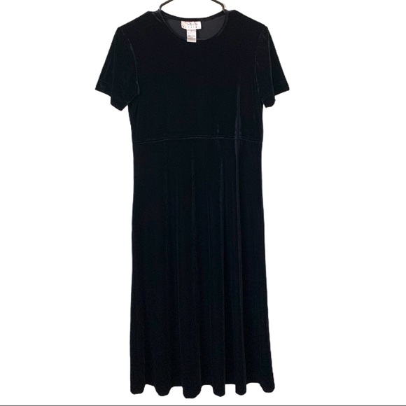 Vintage Talbots Petites Black Velvet Dress- Size P - Picture 2 of 7